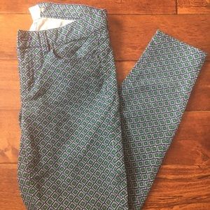 J. Crew Toothpick Patterned Pants 26 NWOT